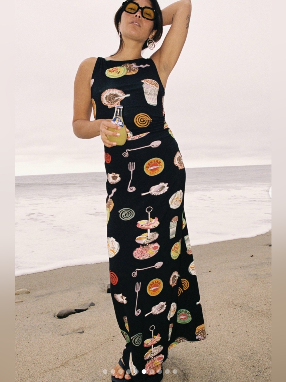 Lisa Says Gah Maya Midi Dress XL Caviar Dreams Print Open Back Sleeveless NWT - Picture 2 of 8